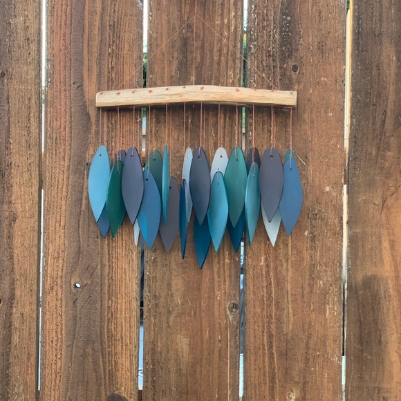 Midnight Blue Deep Purple Stained Glass Driftwood Wind Chime Sun Catcher Mobile - Picture 3 of 4